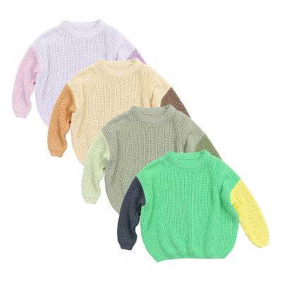 China Sweater Color Matched Baby Knitted Clothes Top 100%cotton Newborn Kids Pullover Sweater Jumpers for sale