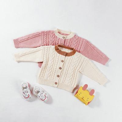 China RTS Autumn Baby Children Sweater Knitted Twist Coat Top Cardigan Anti-Shrink for sale