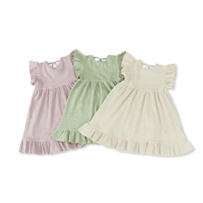 China Wholesale Washable Little Girls Summer Boutique Dress Petal Sleeve Dress Ruffles Toddler Dresses for sale