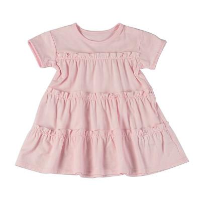 China 2022 summer baby clothes washable short sleeve baby dresses 3 layers ruffles kids dresses for girls for sale