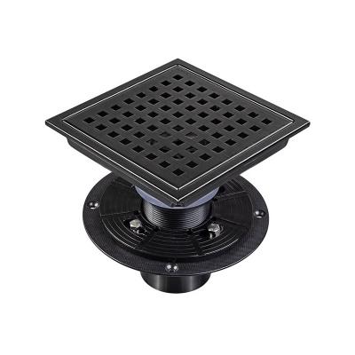 China Modern Square Shower Floor Drain With Flange , Quadrato 304 Pattern Grate Stainless Steel Removable for sale