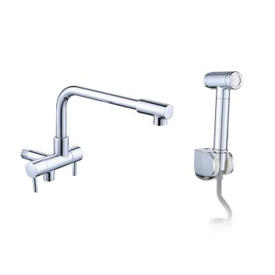 China Two Function Water Outlet Faucet With Spray Gun Two Function Water Outlet In Single Cold Wall Faucet for sale