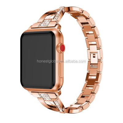 China Wrist Style Jewelry Band For Apple Watch 38mm 42mm Bling Stainless Steel Band For Apple Watch, 4 Colors Available for sale