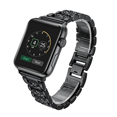 China Wrist Style Diamond Metal Smart Watch Band 42mm Diamond Shaped Straps For Apple Watch Men And Women. (42mm/Black) for sale