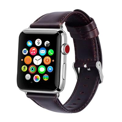 China Hot Sale Luxury Crazy Horse Style Wrist Straps Genuine Leather Watch Band For Apple Watch Band 38mm 42mm for sale