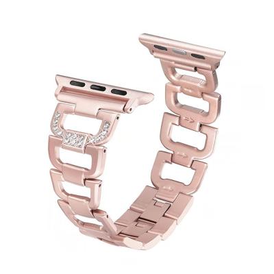 China Luxury Wrist Style Diamond Link Watch Band For Apple Watch Bling Watch Band Stainless Steel Buckle Strap for sale