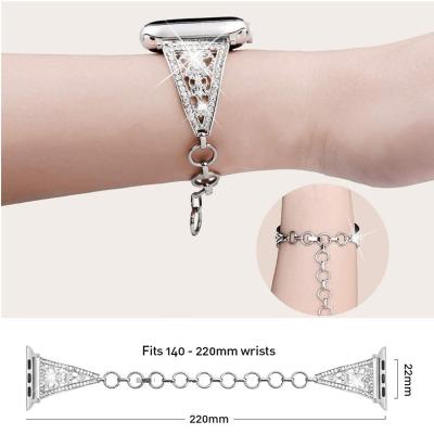 China Wrist Style Bling Band for Apple Watch Band 38mm 40mm, Diamond Rhinestone Metal Jewelry Wristband Strap for sale