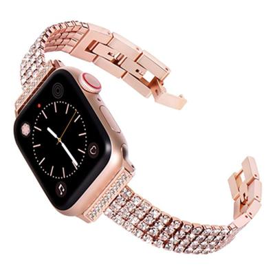 China Wrist Style Band for Apple Watch Band 38mm 40mm 42mm 44mm, Women Jewelry Bling Diamond Metal Strap for sale