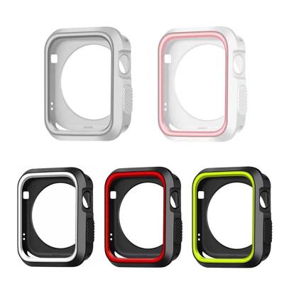 China Scratchproof Shockproof Cover Strap Sport Dual Color Silicone Rubber Protector Case For Apple Watch 1/2/3 Case for sale