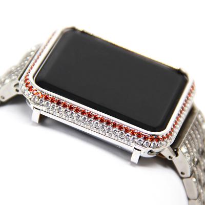 China Scratch-proof and shockproof 3 watch case for apple watch, Aluminum Frame Diamond Case For Luxury Colorful Apple Watch 38mm 42mm for sale