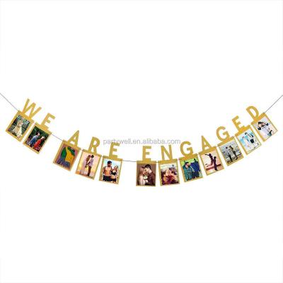 China Wedding Engagement Anniversary Valentine Decorations We Be Engaged Photo Banner Gold Engagement Bunting For Weddings Party Decorations Supplies for sale