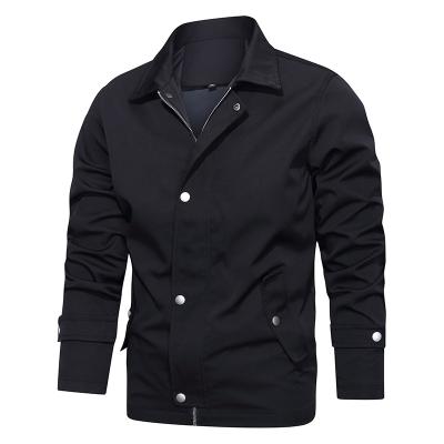 China Breathable Mens Luxury Designer Coats Collared Black Polyester Anorak Jacket With Zipper for sale