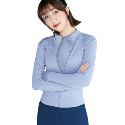 China Comfortable High Quality Breathable Yoga Tight Slim Sleeve Collar Women Long Crop Top For Gym for sale