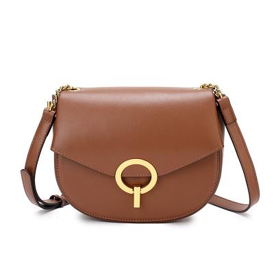 China Designer 2021 New Arrival High Quality Genuine Leather Fashion Saddle Bag With Shoulder Strap For Women Casual 21.5CM for sale