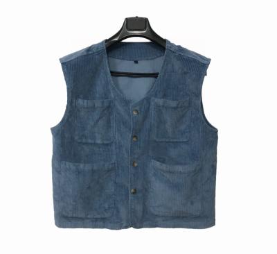 China Anti-wrinkle manufacture custom design top high quality simple fashion corduroy tweezer corduroy vest for men for sale