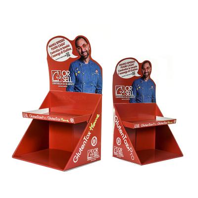 China Eco - Friendly Two Tier POS Display Stand Counter For Goods , Small Cardboard Product Counter Display Stands for sale