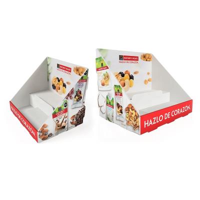 China Custom Printed Supermarket Cardboard Snack Display Box Eco - Friendly , Corrugated Counter Display CDU For Nuts for sale