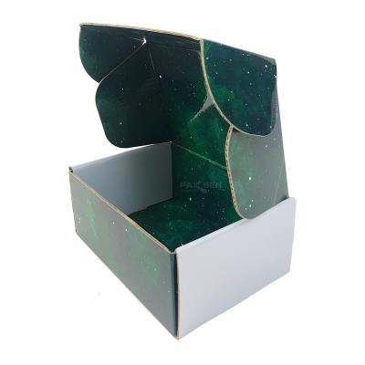 China Custom Paper Box Recycled Materials Logo Green Color Cosmetic Corrugated Packaging Skin Care Ad Box Shipping Cardboard Paper Box for sale