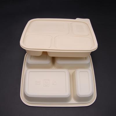 China 4 Compartment Biodegradable Wholesale Cornstarch Take Out Food Containers Biodegradable Fast Food Lunch Dinner Box for sale