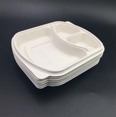 China Microwavable Plastic Biodegradable 3 Compartment Cornstarch Food Bowl With Lid for sale