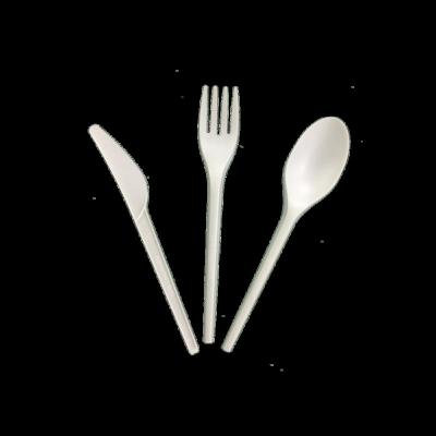 China 100% Biodegradable Eco-friendly Disposable Knife Fork Spoon Cutlery CPLA Plastic Flatware Sets for sale