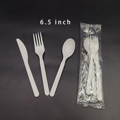 China Food Wrapped Disposable Biodegradable White Plastic Cutlery Set for sale