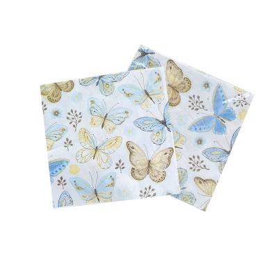 China Printed Personalized Disposable  Printed Butterfly Tissue Serviette Printed Paper Napkins for sale