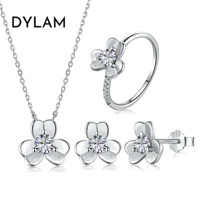 China Dylam Fashion Flower Jewelry Set Romantic Cute Silver Ring Pendants Dylam Women Daisy Earrings Necklace Girls Jewelry Sets Bracelet 925 Sterling Silver for sale