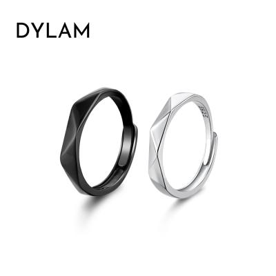 China Dylam Fashion Lead Free Nickel Free Minimalist Rhodium Plated 925 Sterling Silver Adjustable Custom Jewelry Couple Rings for sale