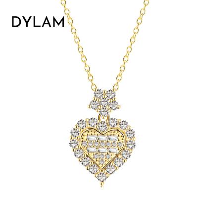 China Dylam Heart Shape Nickel Free Lead Free Love Couples Minimalist 925 Sterling Silver Necklace Birthday Party Jewelry Set Accessories for sale