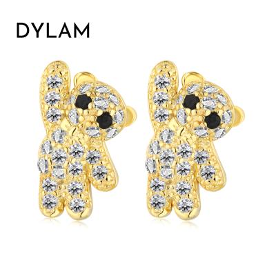 China Dylam TRENDY Teddy Bear Shape New Trend 2022 NO MOQ CZ s925 Sterling Silver Cubic Zirconia Jewelry studs earrings for sale