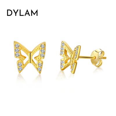 China Dylam's New Fashionable Wholesale Retro CLASSIC Butterfly Girl Woman Fashion Jewelry Sterling Silver Stud Earrings 925 for sale