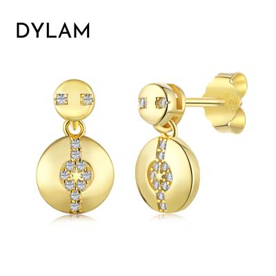 China Dylam CLASSIC 2022 New Arrivals Wholesale Women Plated Simple Zircon Minimalism Silver 925 Sterling Stud Earring for sale