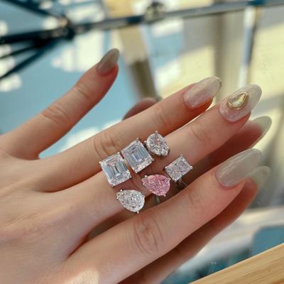 China Dylam Lead Free New Arrival Fashionable Ice Flower Nickel Cut Ring Kylie Jenner Same Style 8A Zircon Silver Wedding Band Rings Jewelry for sale