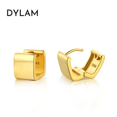 China CLASSIC/OFFICE/TRENDY Dylam New Arrival 18k Gold Plated Small Square Huggies Tiny Circle Earrings Hypoallergenic Simple Lightweight Cuff Circles Earrings for sale