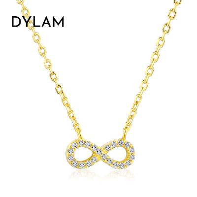 China Dylam Double Infinity Bling Wear Party Wear Party Wear Rhodium Accessories Nickel Free Lead Free Minimalist 925 Sterling Silver Pendant Necklace Double for sale