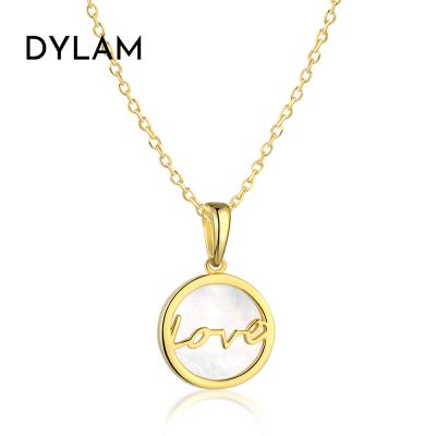 China CLASSIC Dylam 18k Gold Plated Cute Pearlescent Pendant Necklaces Love Shell Pendant Necklaces For Women Girls for sale