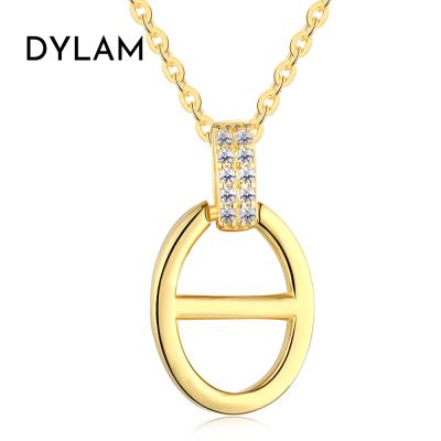 China Latest Dylam Shinny Lead Free Nickel Free Initial Minimalist Tasty Fashionable Customization High Quality s925 Sterling Silver Necklace for sale