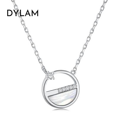 China Dylam Accessories Korean Style Hot Sale Lead Free Nickel Free CZ 5A Dylam Accessories Elegant Mother Pearl s925 Silver Pendant Necklace for sale