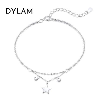 China Wholesale Fashionable Dylam Korea Vintage Style 925 Sterling Silver Star Beaded Gold Round Beads Charm Bracelet For Women Girls Handmade for sale