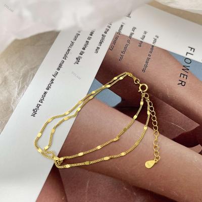 China Dylam 18K Bead Oval Charm Chain Link Anklet 18K Tasty Wide Lead Nickel Free Gold Plated Adjustable Bracelets For Women Girls Jewelry Gifts for sale