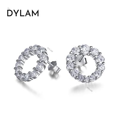 China Dylam CLASSIC Gift StyleCZ 5A Zircon Circle Sterling s925 Sterling s925 High Quality Shiny Stud Earrings for sale