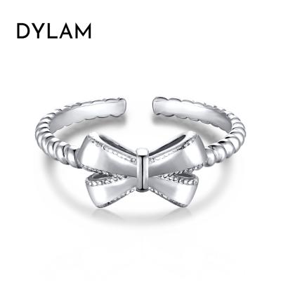 China Popular Bow Ring Female 925 Sterling Silver Bow Rings Handmade High Quality Sale Dylam Styles Customization Lead Free Nickel Free Factory for sale