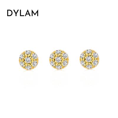 China FASHIONABLE High Quality Cute Dylam Bling Zirconic Delicacy Girls Cubic Circle Shape 925 Sterling Silver 5A CZ Stud Earrings Set for sale