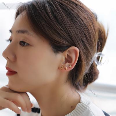 China Dylam 2022 TRENDY Fashion 18k Sterling Gold Plated Minimalist Starfish Shell Stud Pearl Earrings Set 925 Silver Plated Jewelry for sale