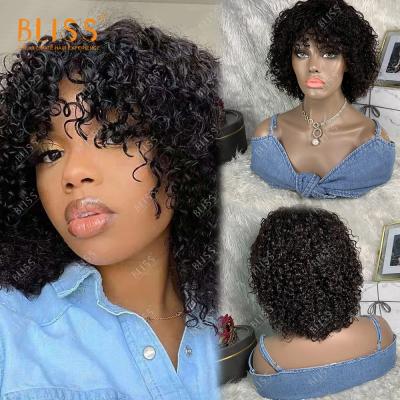 China Afro Wave Bliss Emerald Pixie Cut Short Human Hair Short Female Wig for sale