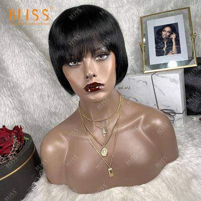 China Natural Bob Bliss Emerald Short Pixie Human Hair Wig Hair Wigs With Bangs For Black Women for sale