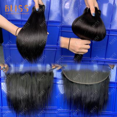 China Silky Straight Wave Bliss Himalaya 3+1 Cuticle Aligned Brazilian Hair Bundles Superb 10A Double Drawn Hair Bundles With Lace Headband for sale