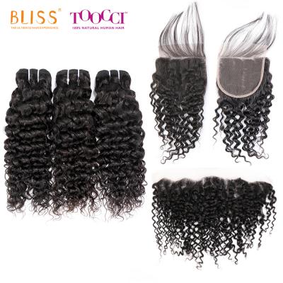 China Bliss Cheap Brazilian Cuticle Aligned Remy Hair Water Wave Curly Bundles Malaysian Mongolian Kinky Curly Hair Bundles Grade 8A for sale