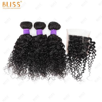 China Bliss Esteem Wholesale Brazilian Natural Mongolian Water Wave Hair Weave Bundles Hair Bundles With Closure for sale